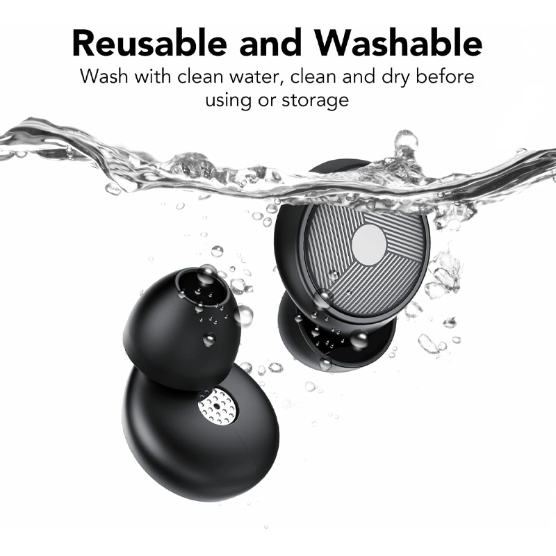 Ear Plugs for Sleeping Noise Cancelling -45dB, Soft and Reusable Silicone Hearing Protection Earplugs with 8 Eartips and Carrying Case, for Sleeping, Concert, Working, Studying, Traveling (Black) - Image 3