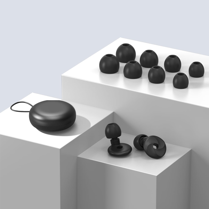 Black noise-canceling earplugs for sleep, 40dB noise isolation, made of soft silicone, comfortable and snug fit, suitable for all ear shapes, reusable, ideal for focused work, travel, and study. - Image 3