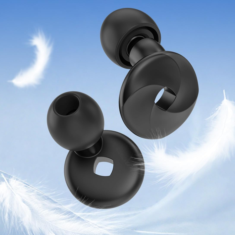 Black noise-canceling earplugs for sleep, 40dB noise isolation, made of soft silicone, comfortable and snug fit, suitable for all ear shapes, reusable, ideal for focused work, travel, and study. - Image 2