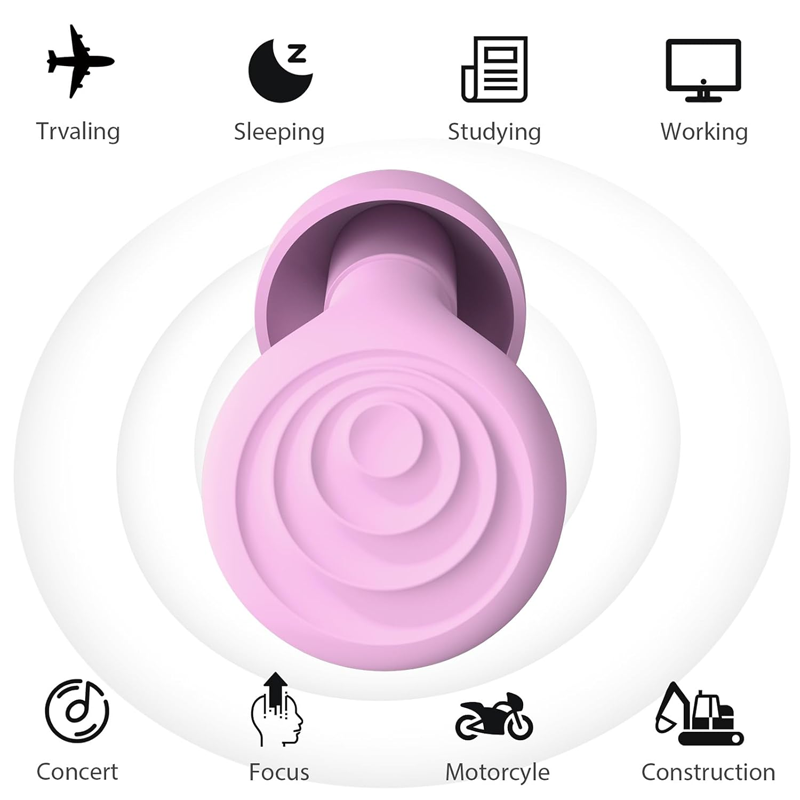 Ear Plugs for Sleeping Noise Cancelling, Reusable Soft Noise Reduction Earplugs for Sleep, Focus, Work, Motorcycle, Concert with 6 Silicone Ear Tips and 6 Foam Ear Tips - 25-35dB Purple - Image 3